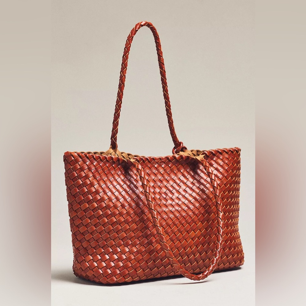 NWT By Anthropologie Slouchy Mini Woven Tote Bag - Picture 2 of 6